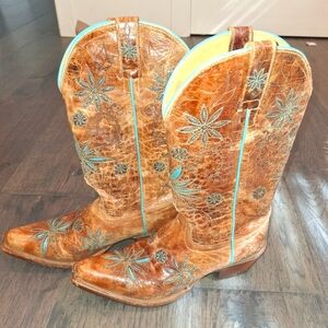 Shyanne Brown and Blue Embroidered Western Boots
